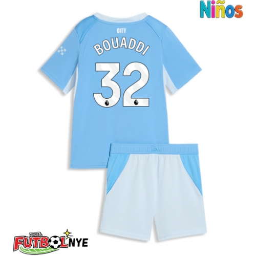 Camiseta Manchester City Ayyoub Bouaddi #32 Primera Equipación para niños 2026-27 manga corta (+ pantalones cortos)